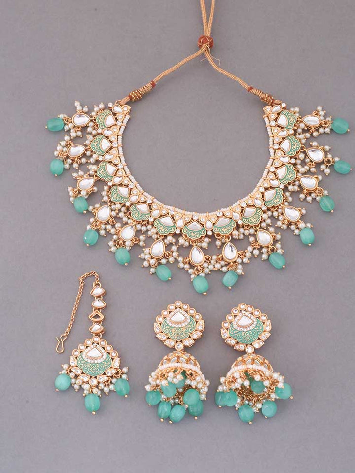 Turquoise Dhamini Jewellery Set