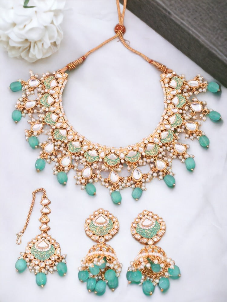 Turquoise Dhamini Jewellery Set
