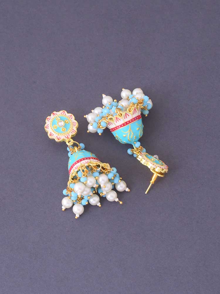 Turquoise Dulari Jhumkis