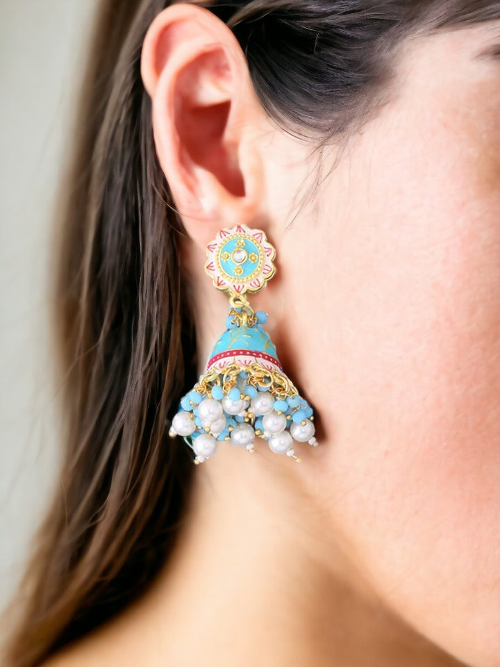 Turquoise Dulari Jhumkis