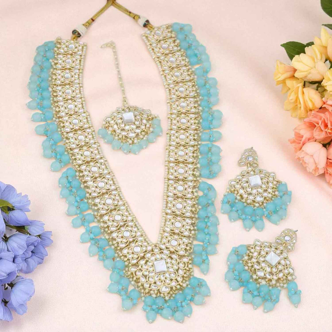 Turquoise Gracia Kundan Jewellery Set