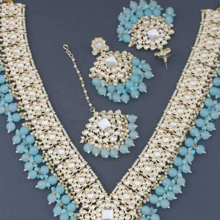 Turquoise Gracia Kundan Jewellery Set