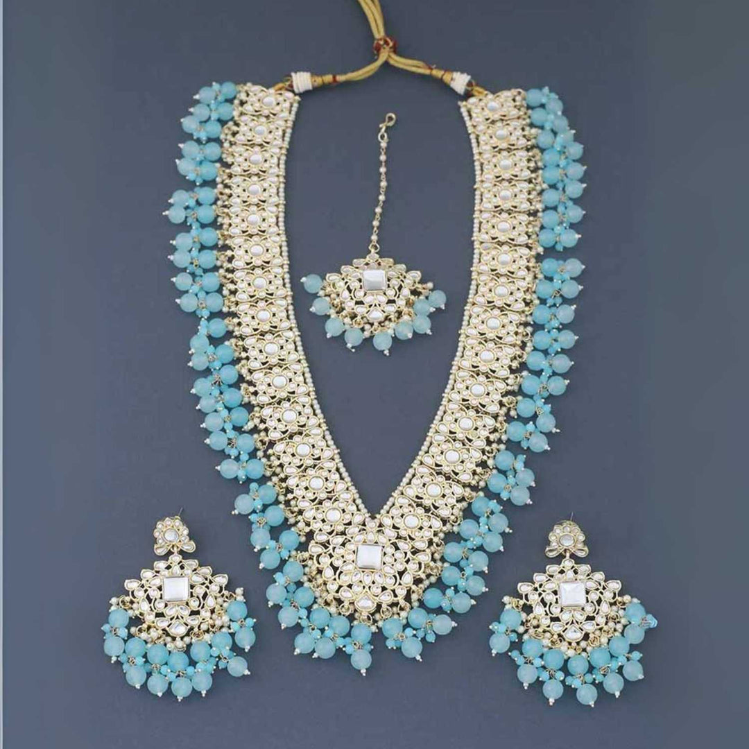 Turquoise Gracia Kundan Jewellery Set