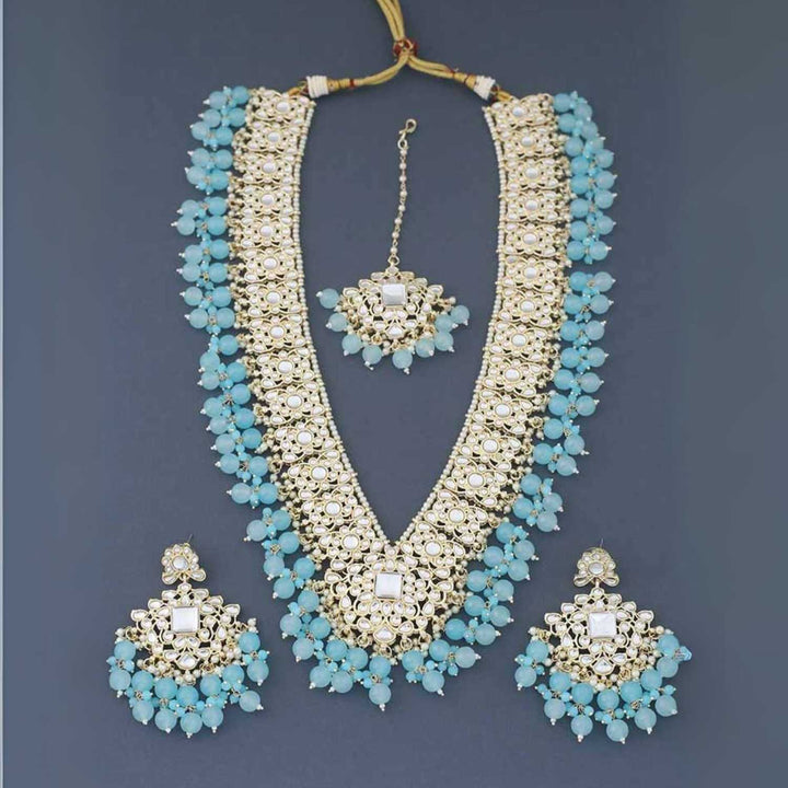Turquoise Gracia Kundan Jewellery Set