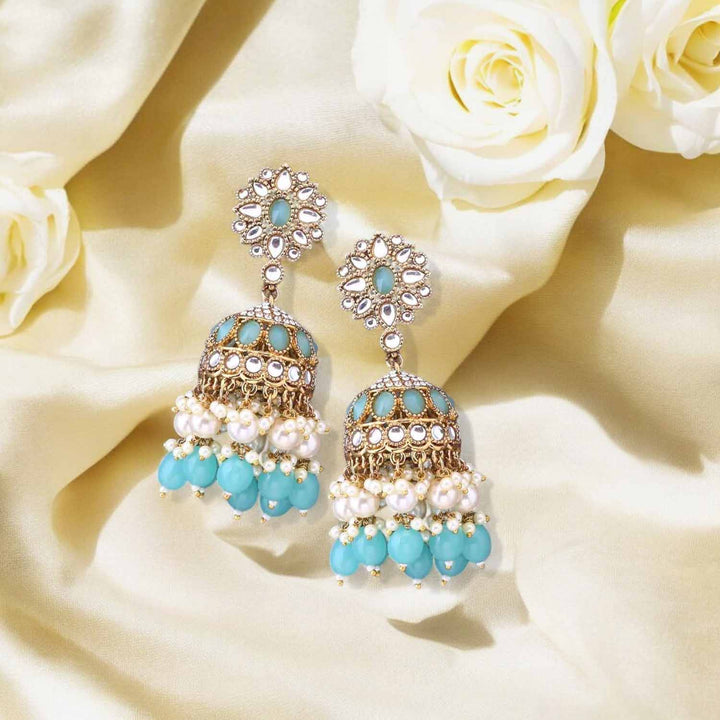 Turquoise Harjana Jhumkis