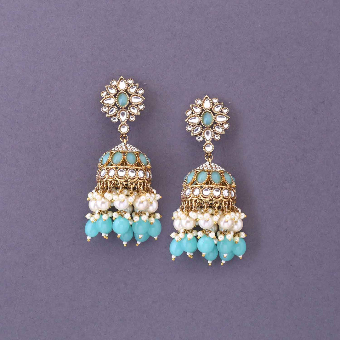 Turquoise Harjana Jhumkis
