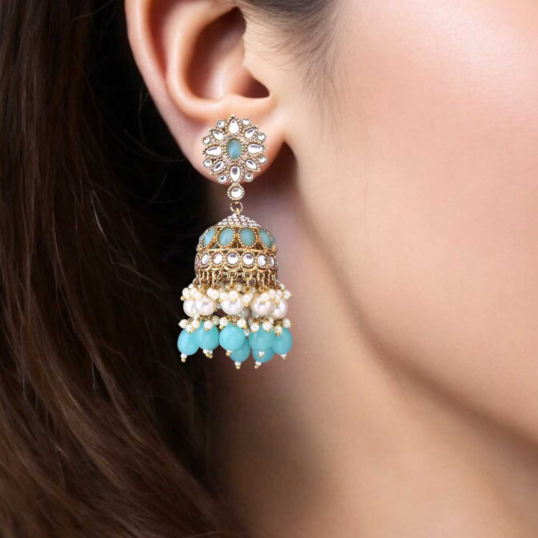 Turquoise Harjana Jhumkis