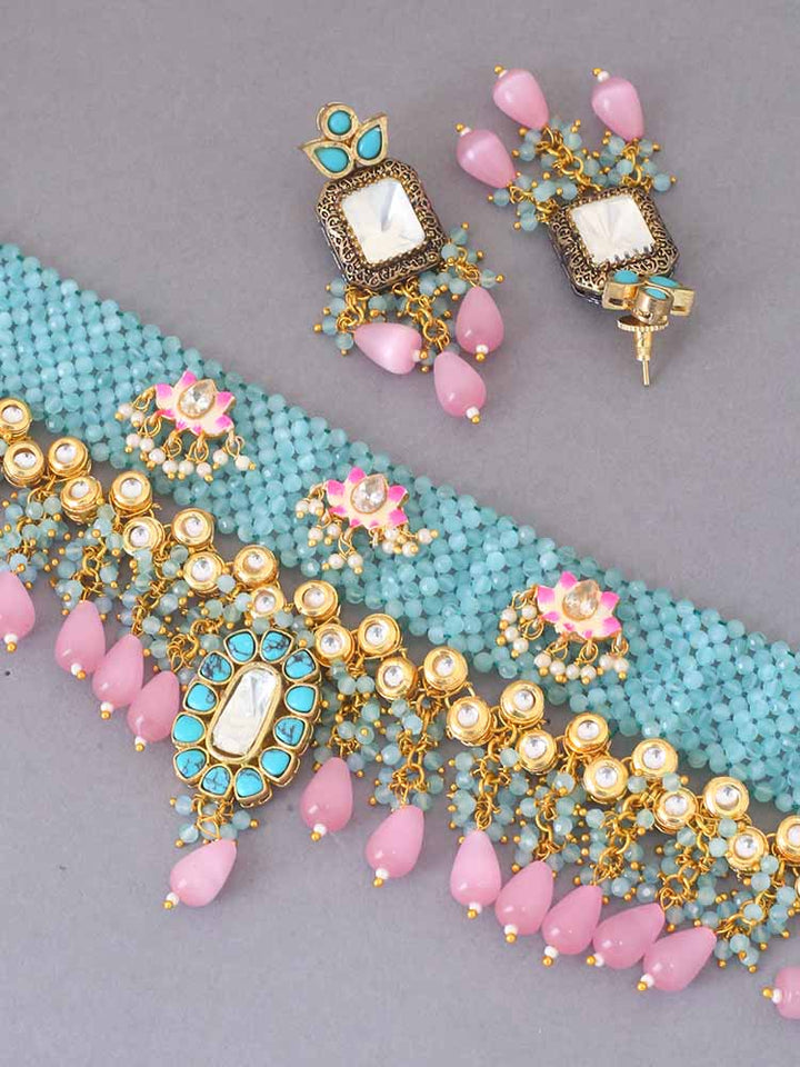 Turquoise Hiral Kundan Jewellery Set