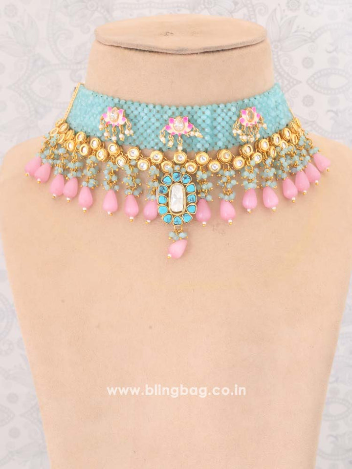 Turquoise Hiral Kundan Jewellery Set