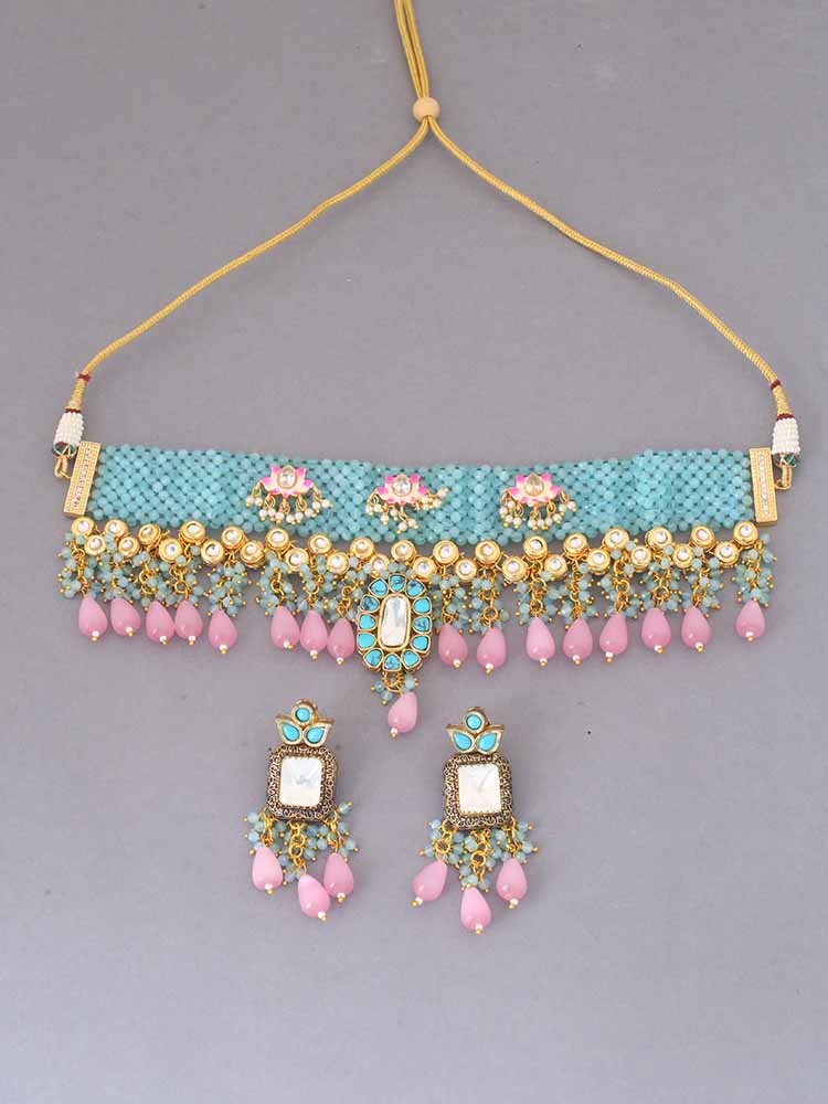 Turquoise Hiral Kundan Jewellery Set