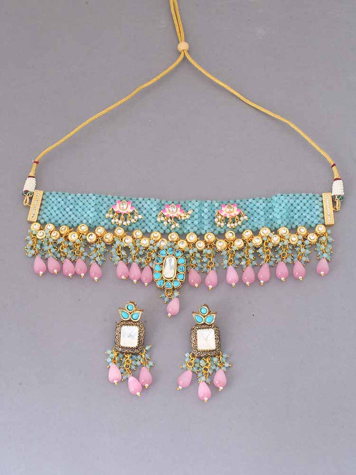 Turquoise Hiral Kundan Jewellery Set