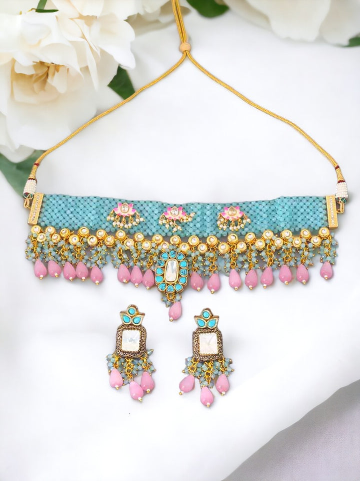 Turquoise Hiral Kundan Jewellery Set