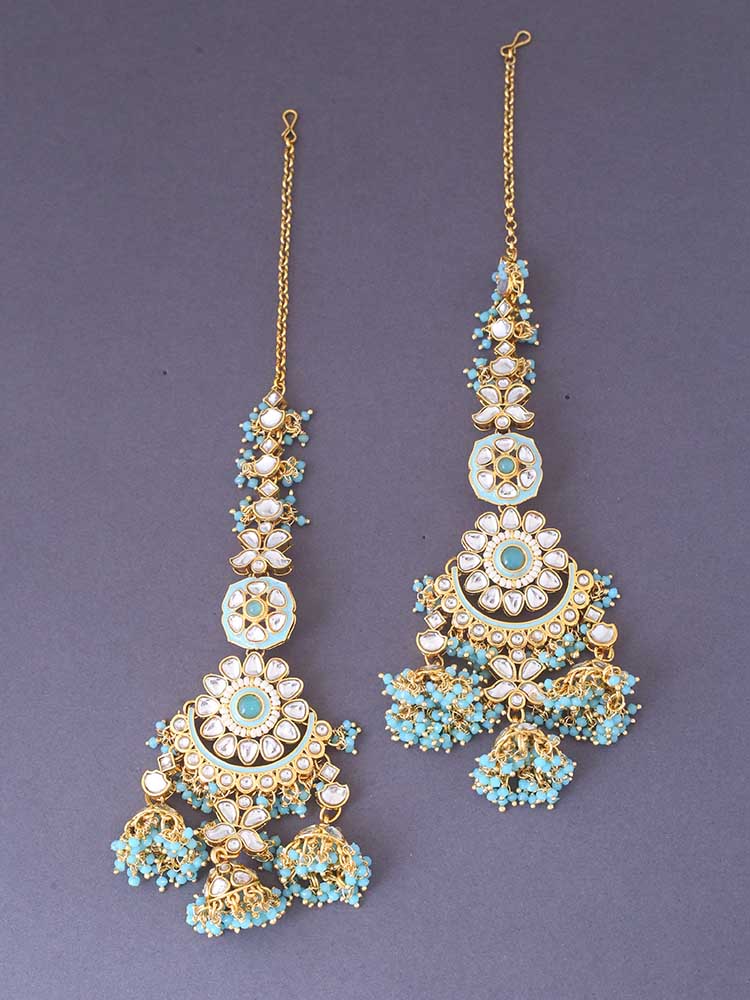 Turquoise Kasi Jhumkis