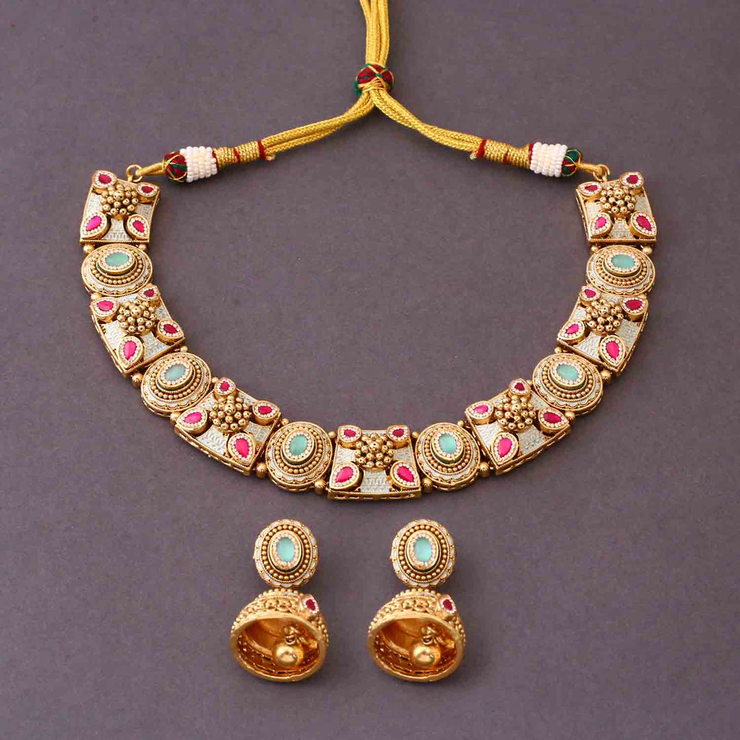 Turquoise Kushala Antique Rajwadi Set