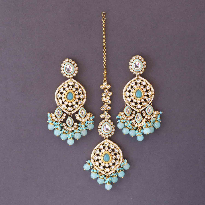 Turquoise Kusum Maang Tikka Set