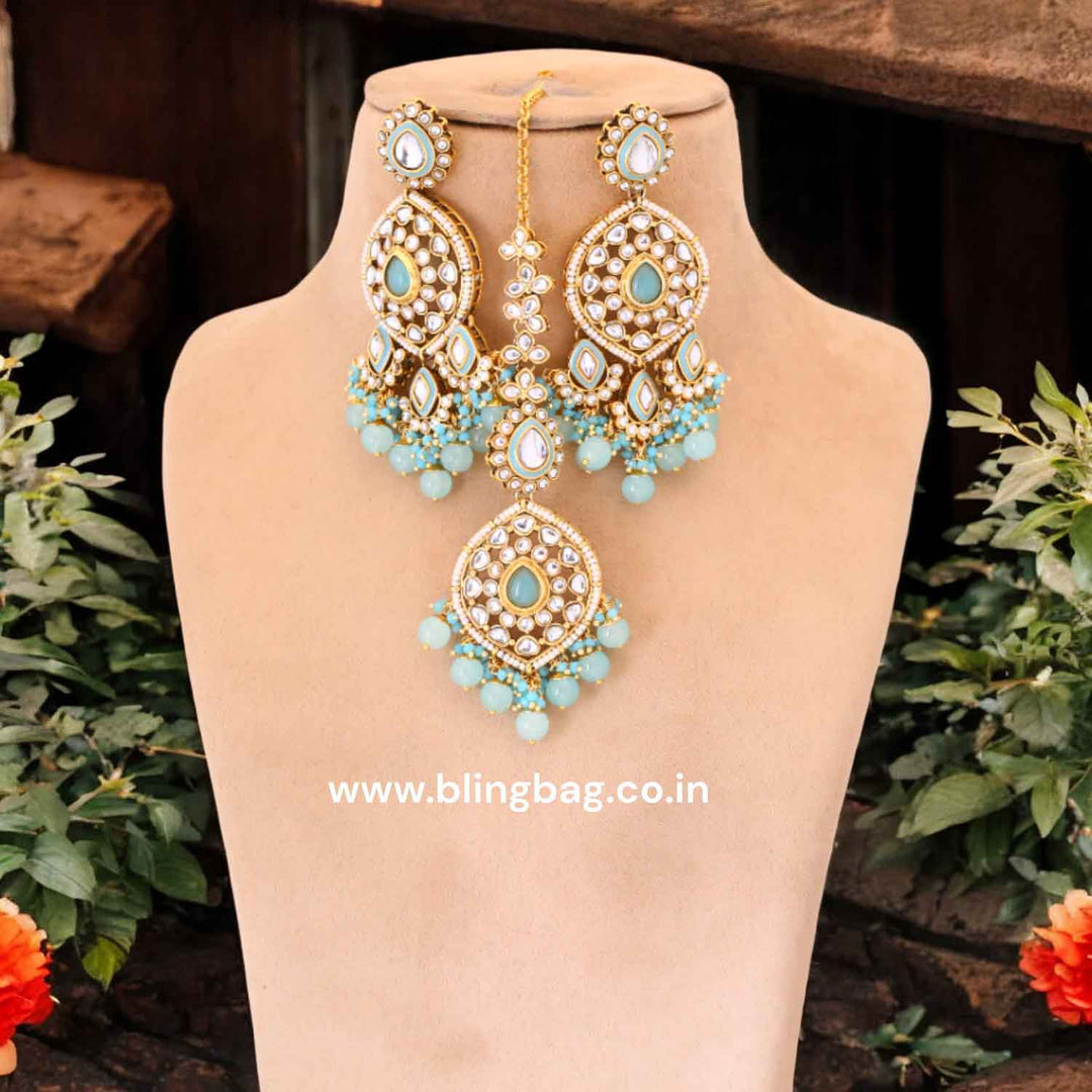 Turquoise Kusum Maang Tikka Set