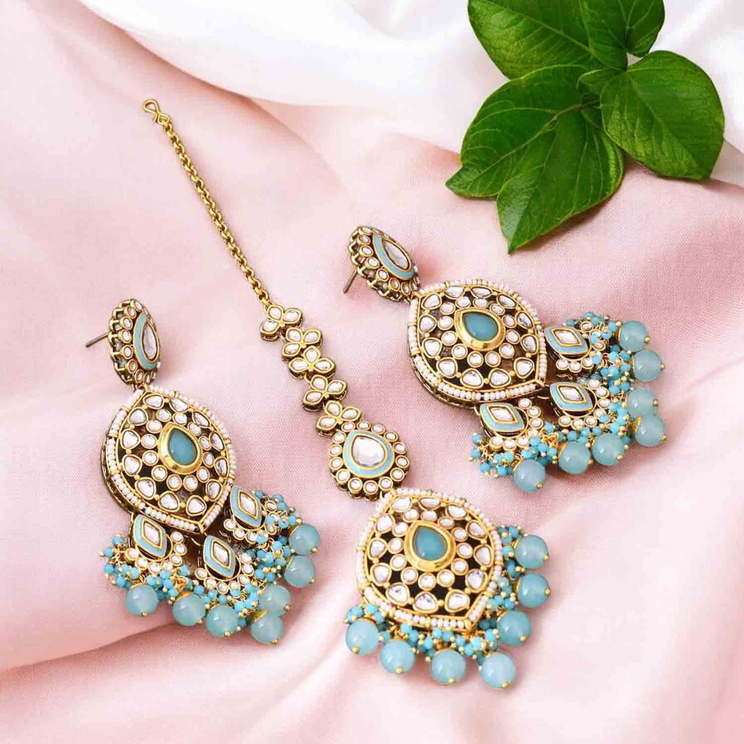 Blue Earrings Maang Tikka Set Maang Tikka Navy Blue Earring Navy