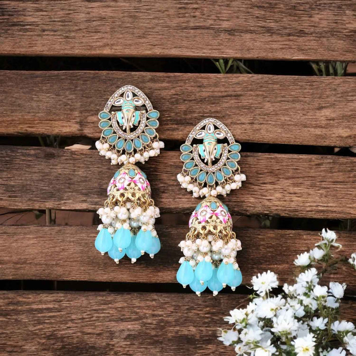 Turquoise Madhumita Jhumkis