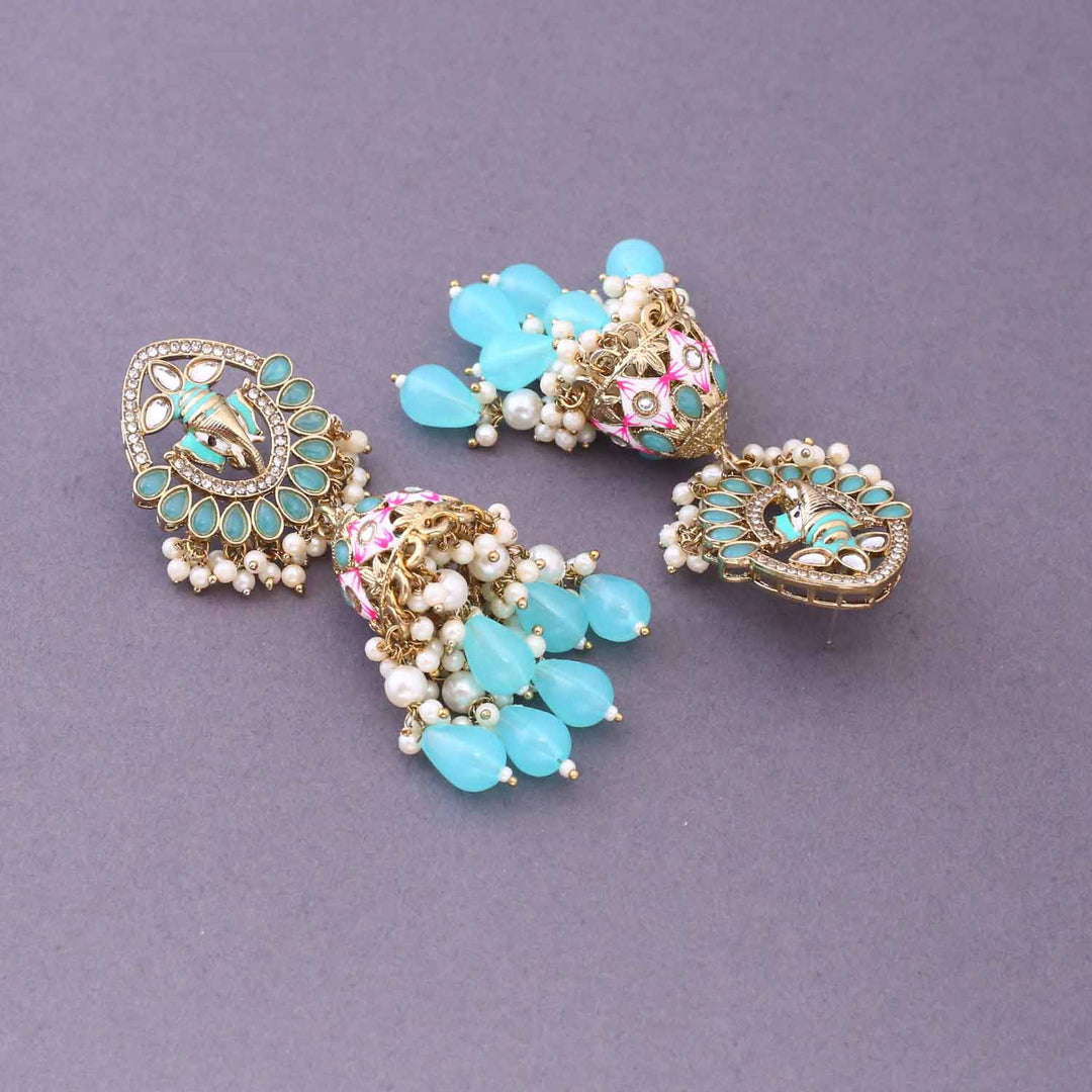 Turquoise Madhumita Jhumkis