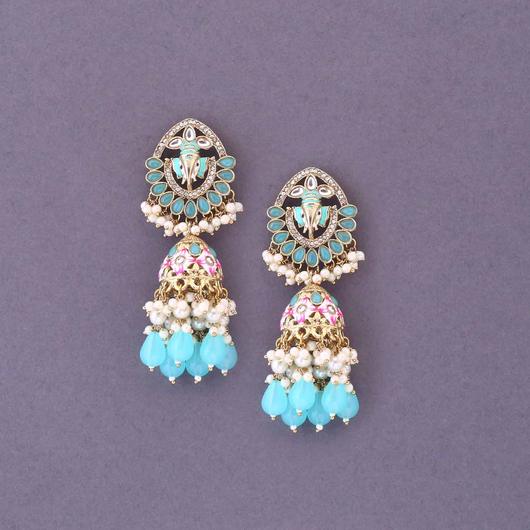 Turquoise Madhumita Jhumkis