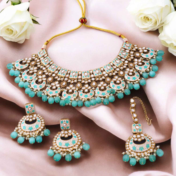 Turquoise Maniaa Kundan Jewellery Set