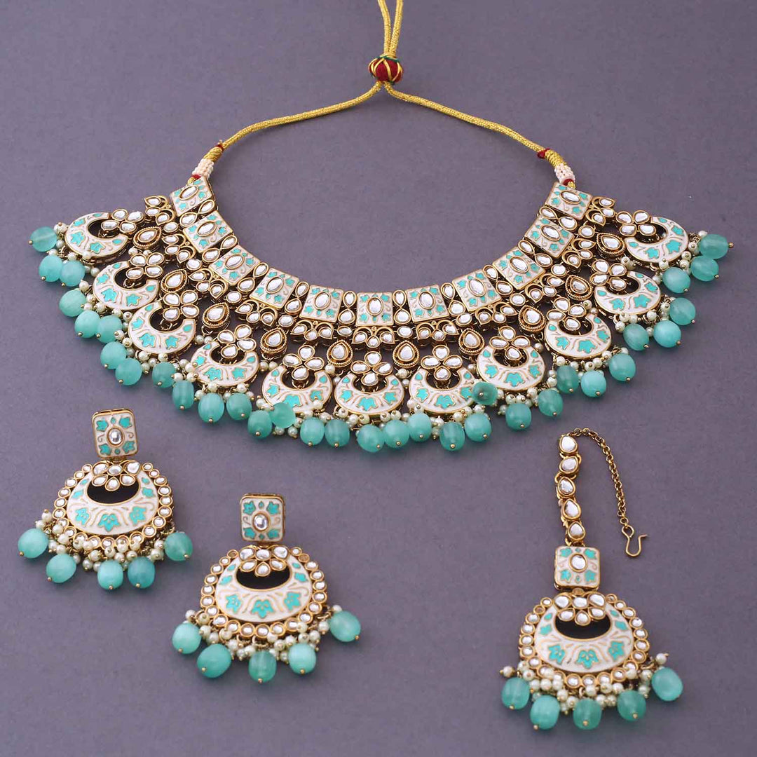 Turquoise Maniaa Kundan Jewellery Set
