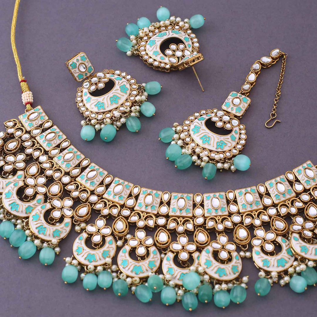 Turquoise Maniaa Kundan Jewellery Set