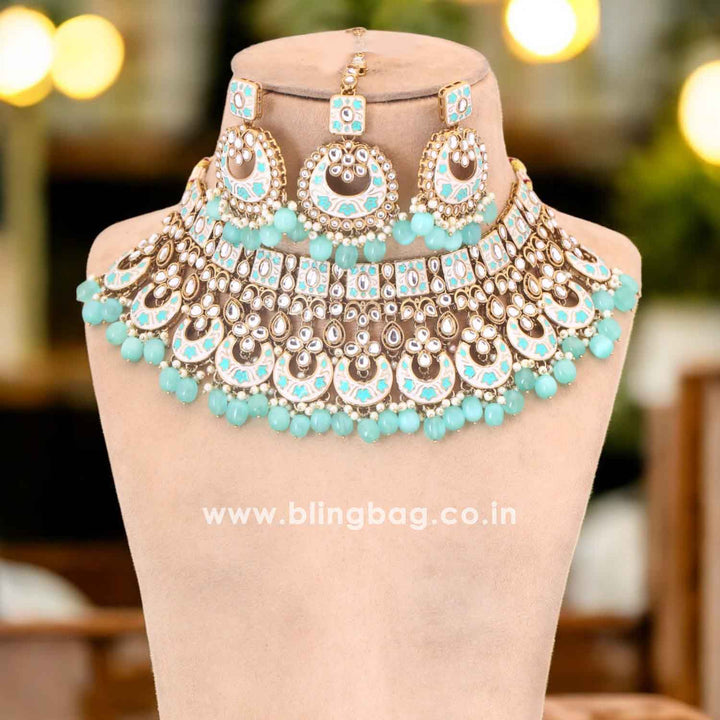Turquoise Maniaa Kundan Jewellery Set