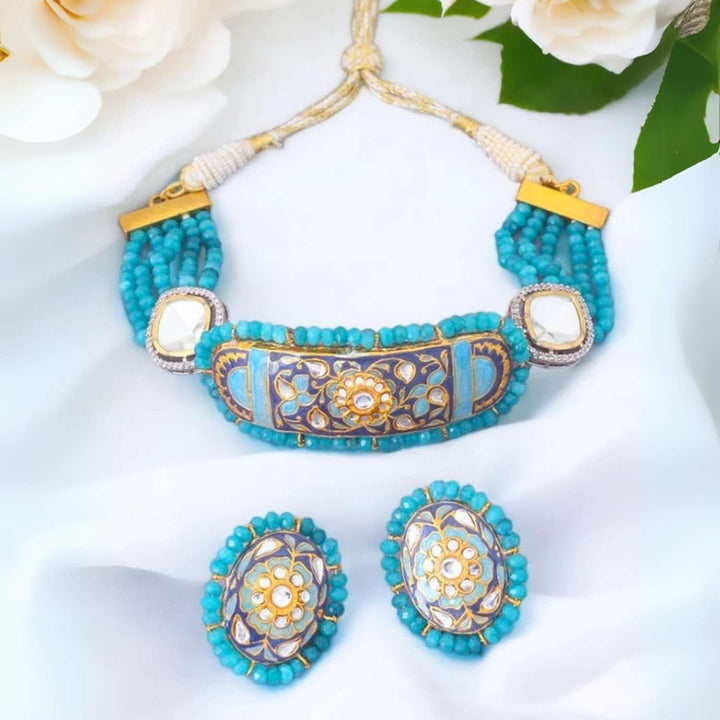 Turquoise  Minnie Kundan Jewellery Set