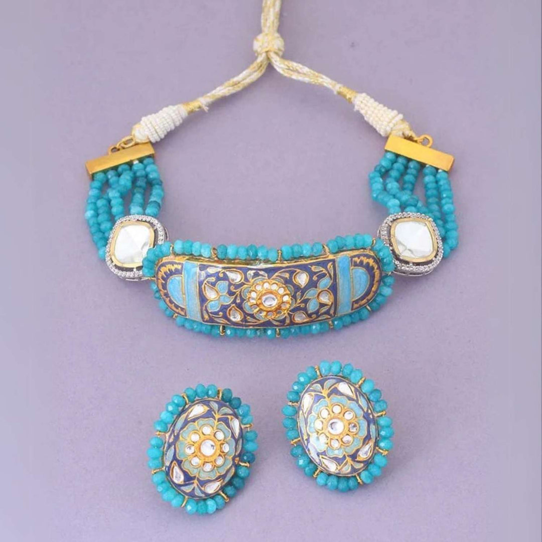 Turquoise  Minnie Kundan Jewellery Set