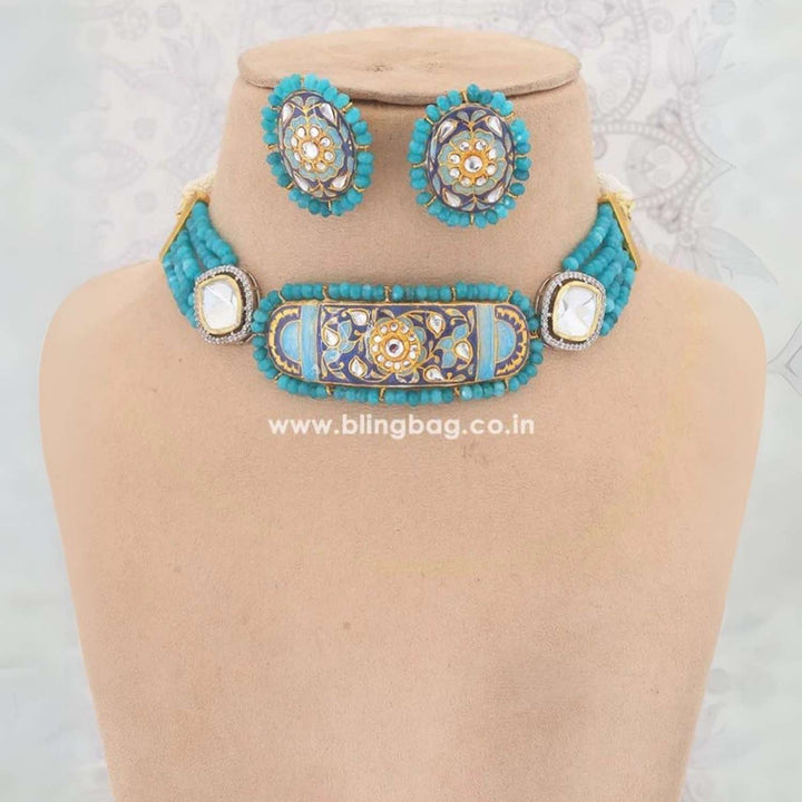 Turquoise  Minnie Kundan Jewellery Set