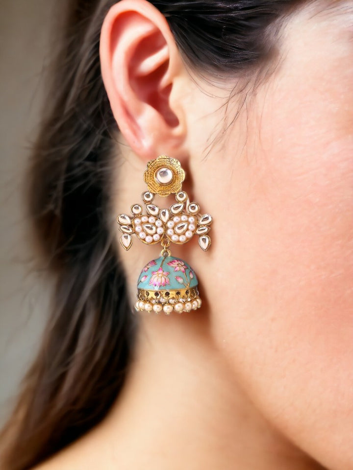Turquoise Naile Jhumkis