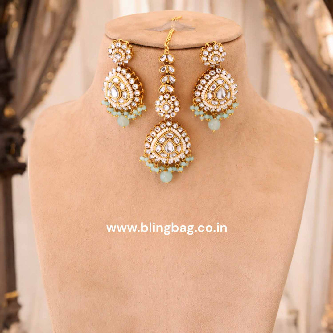 Turquoise Nayra Kundan Jewellery Set