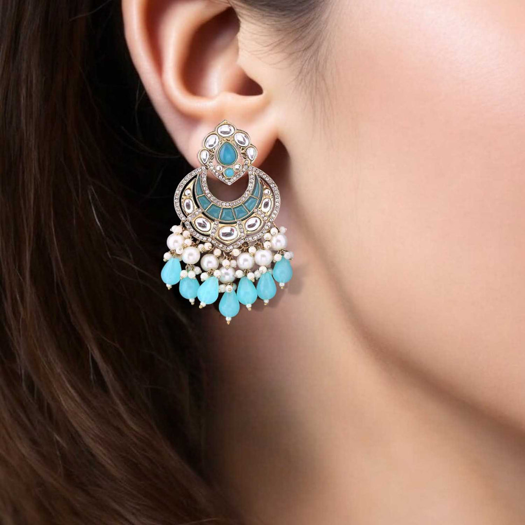 Turquoise Prinashi Chandbalis