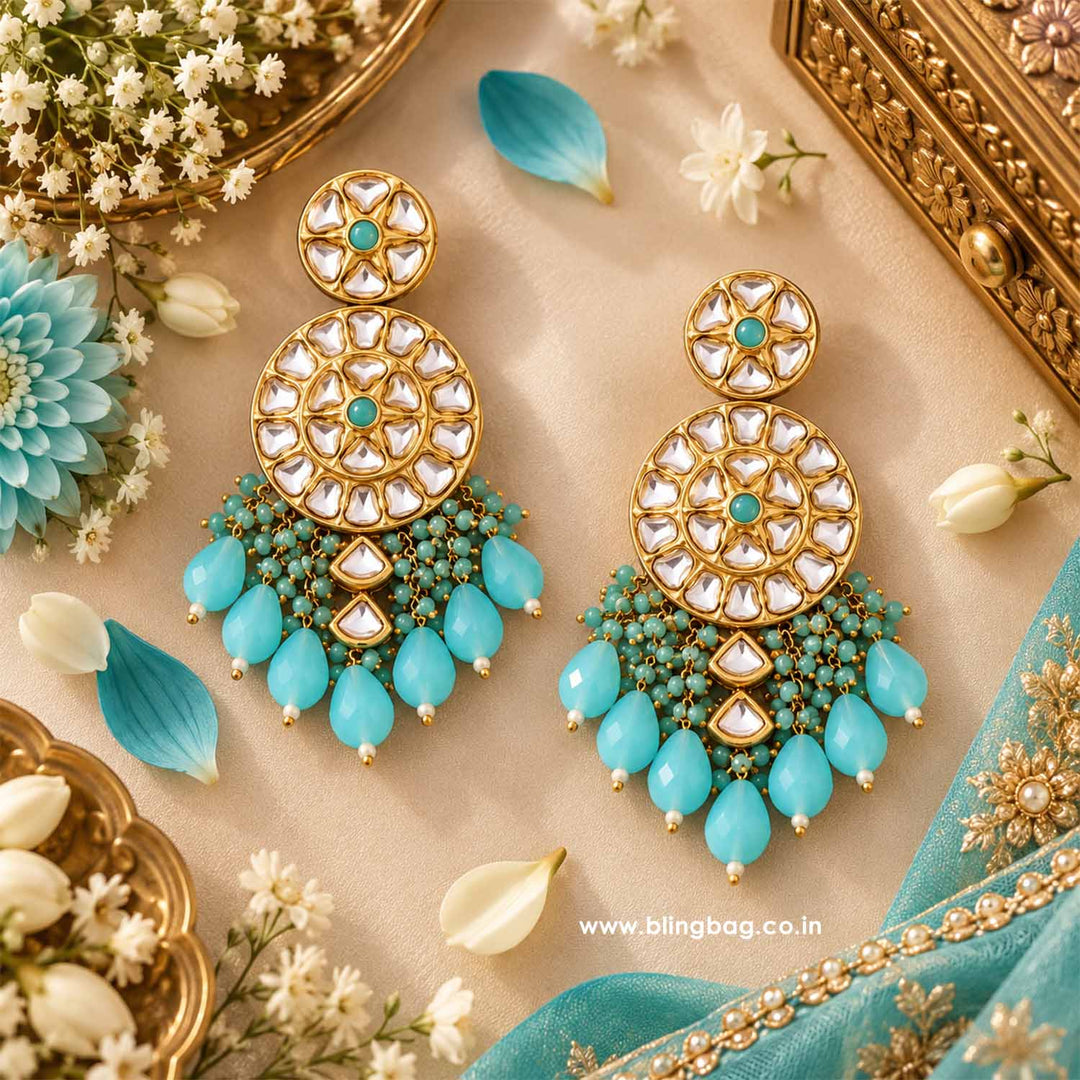 Turquoise Rachna Chandbalis