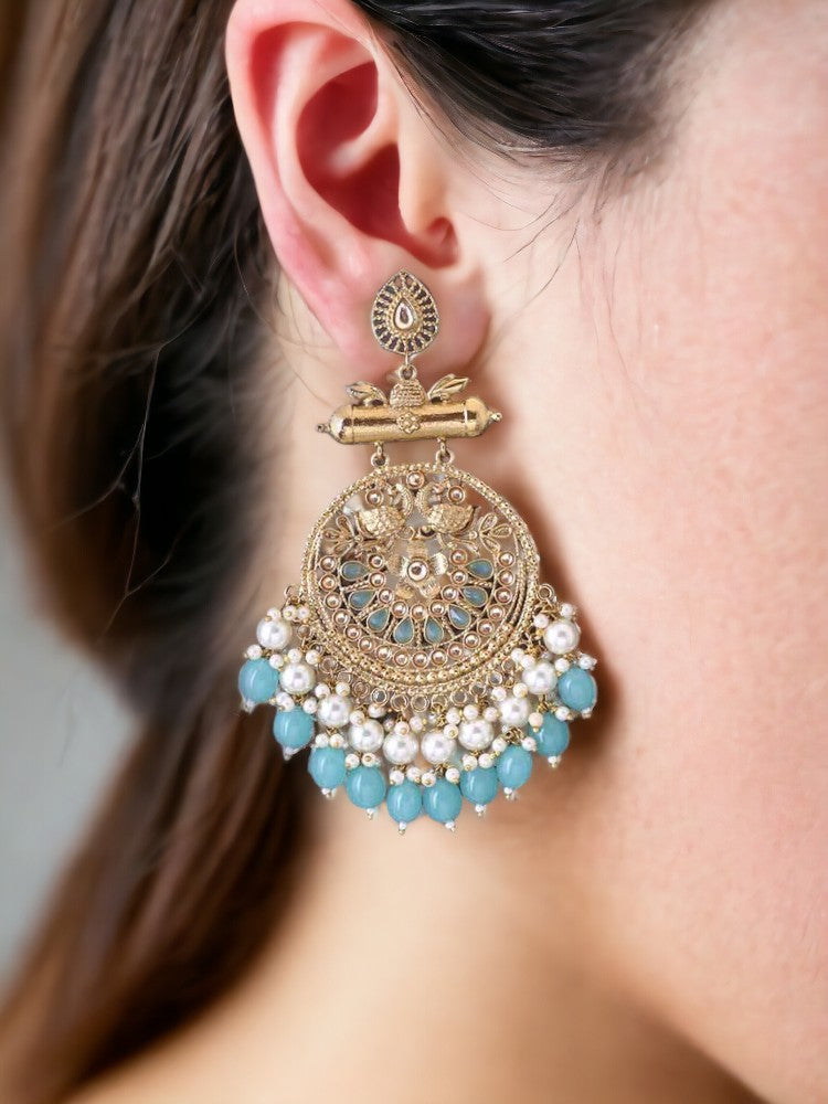 Turquoise Rajshri Chandbalis