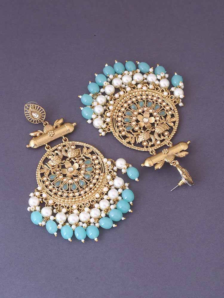 Turquoise Rajshri Chandbalis