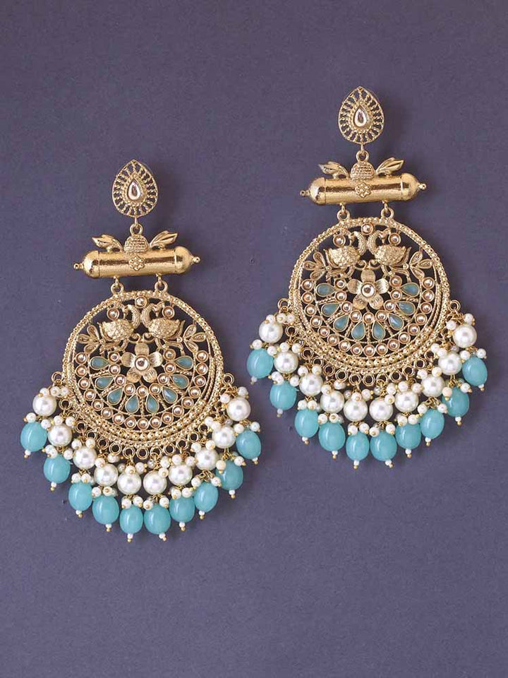 Turquoise Rajshri Chandbalis