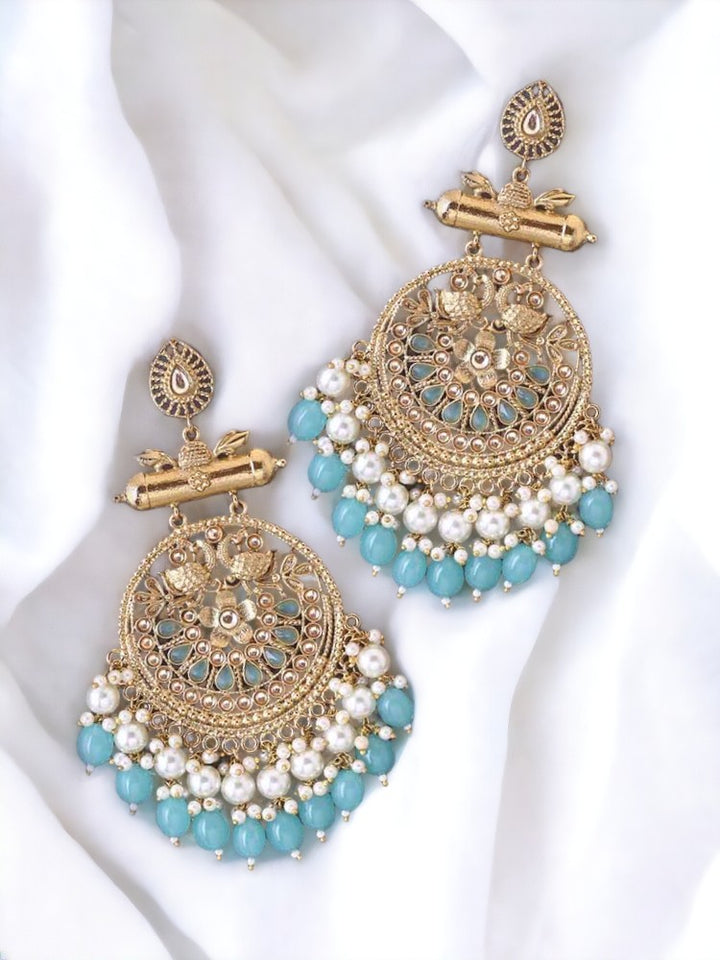 Turquoise Rajshri Chandbalis