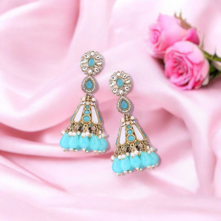 Turquoise Ritika Jhumkis