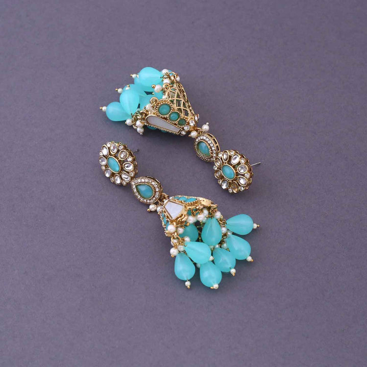 Turquoise Ritika Jhumkis