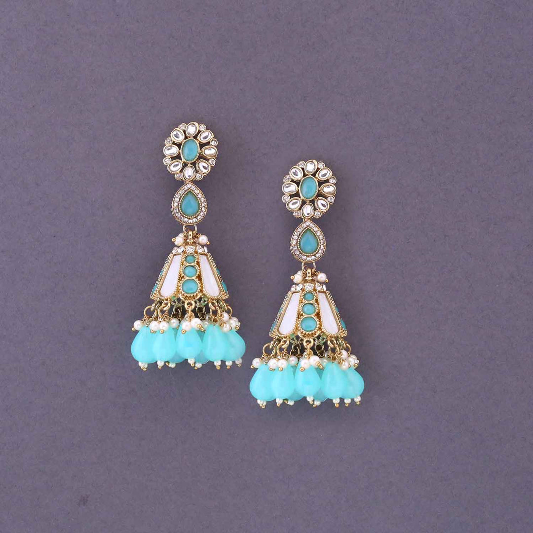 Turquoise Ritika Jhumkis