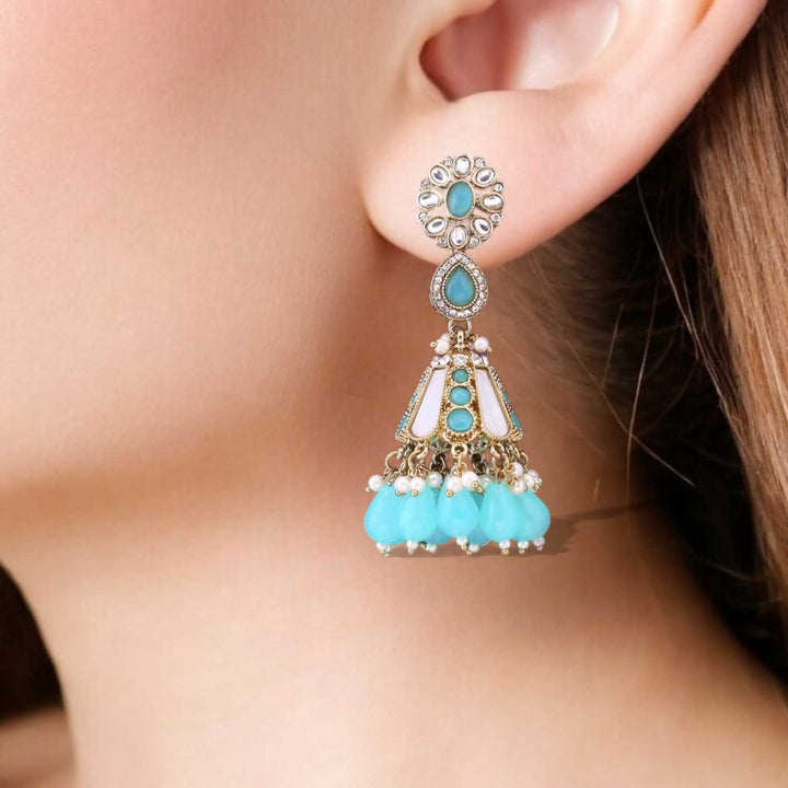 Turquoise Ritika Jhumkis