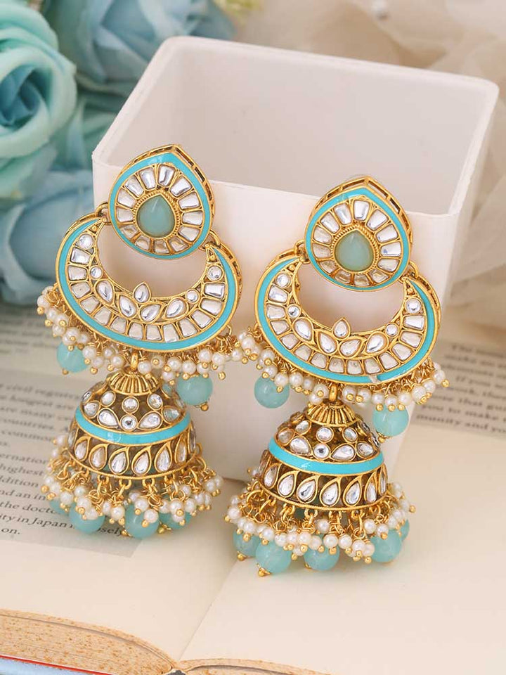 Turquoise Rohana Jhumkis