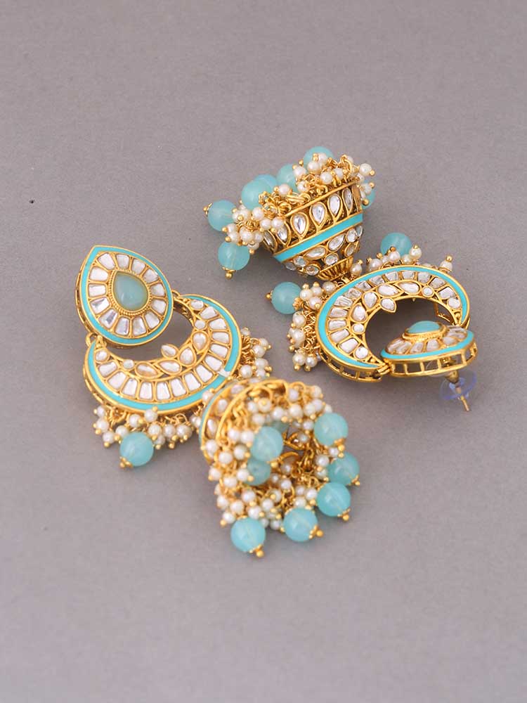 Turquoise Rohana Jhumkis