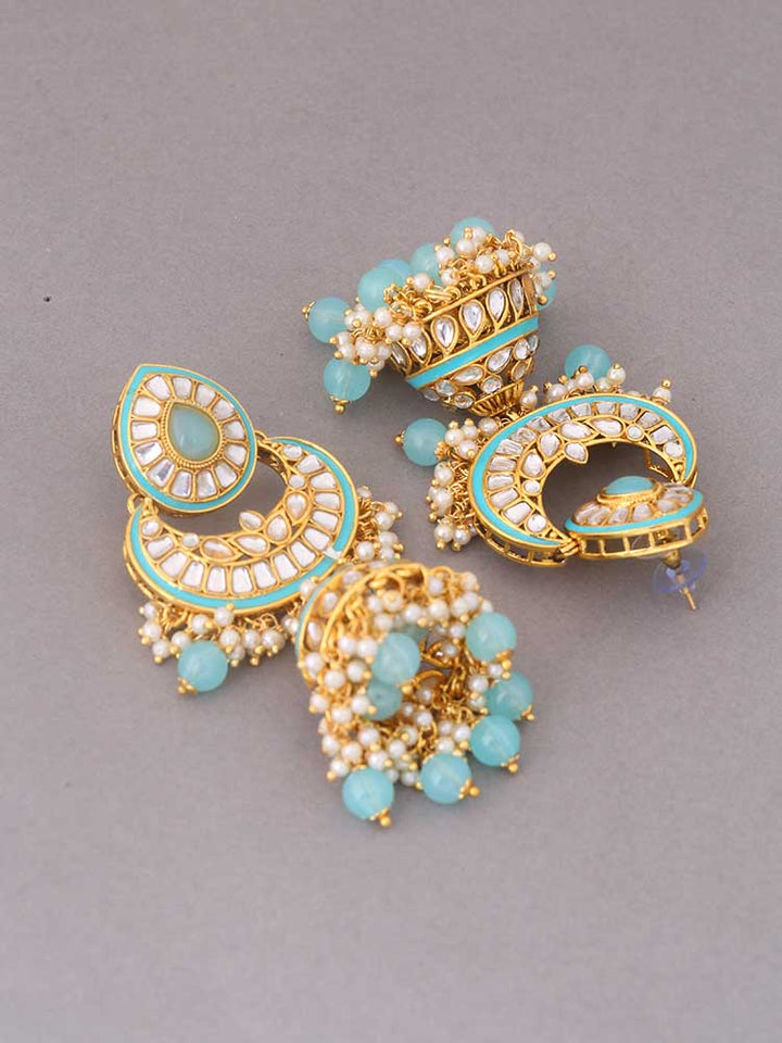 Turquoise Rohana Jhumkis