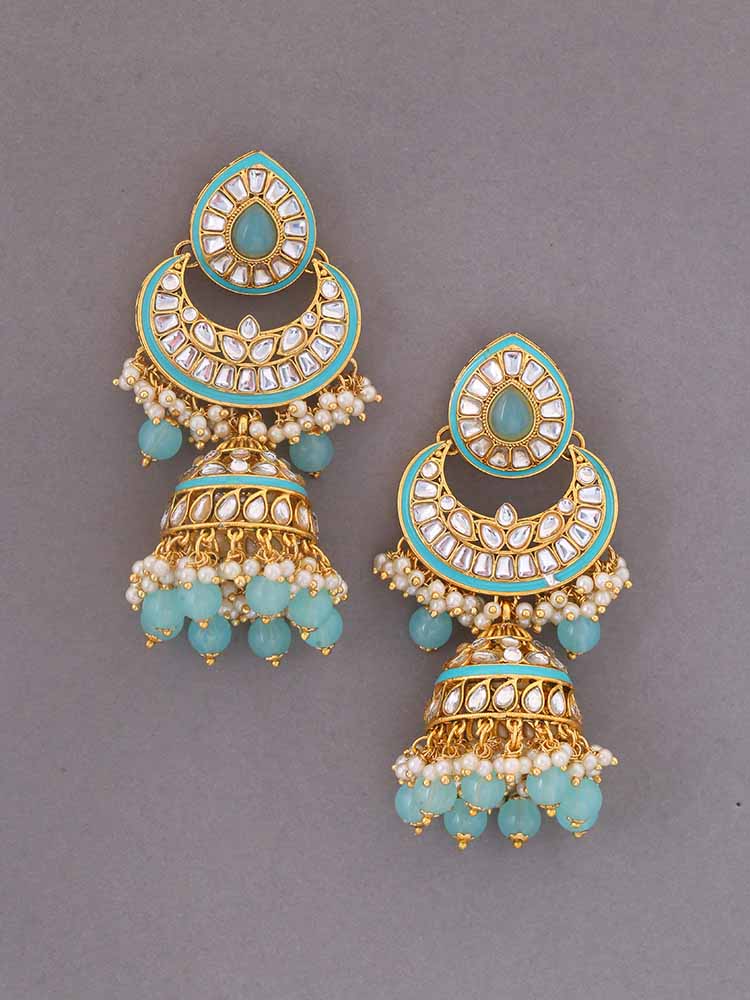 Turquoise Rohana Jhumkis