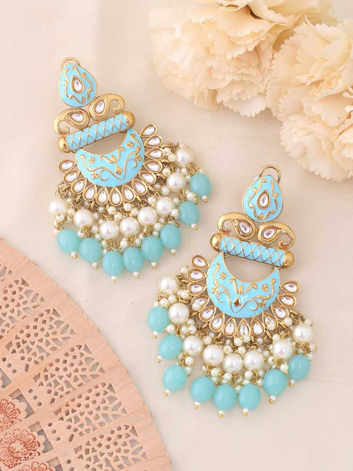 Turquoise Rohani Chandbalis