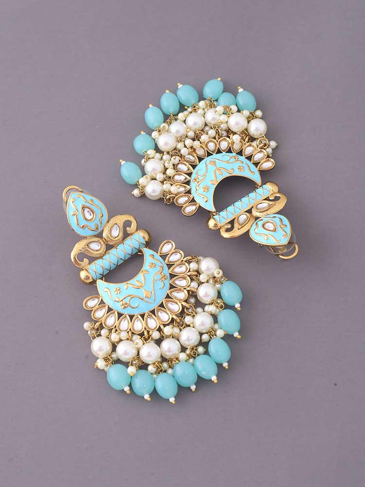 Turquoise Rohani Chandbalis