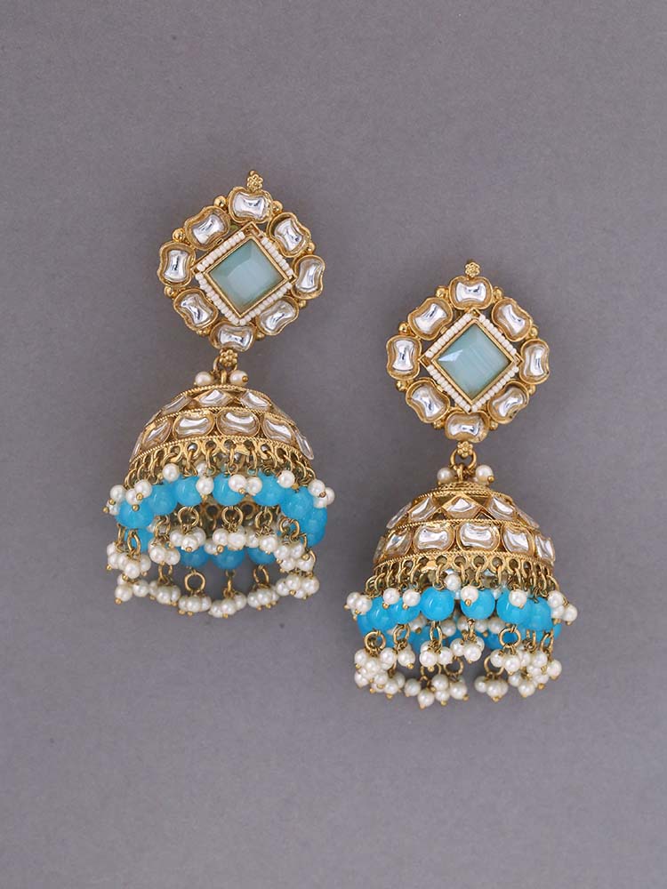 Turquoise Sadhika Ethnic Jhumkis